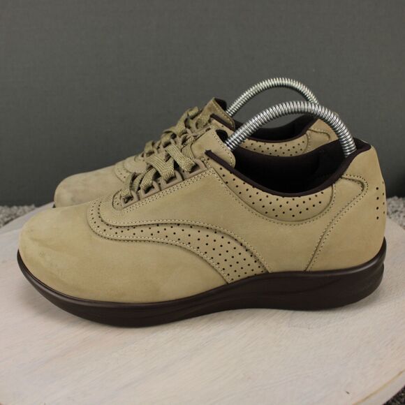 SAS Walking Shoes Lace Up Comfort Womens 8 Wide Tan Leather Suede - Picture 5 of 9